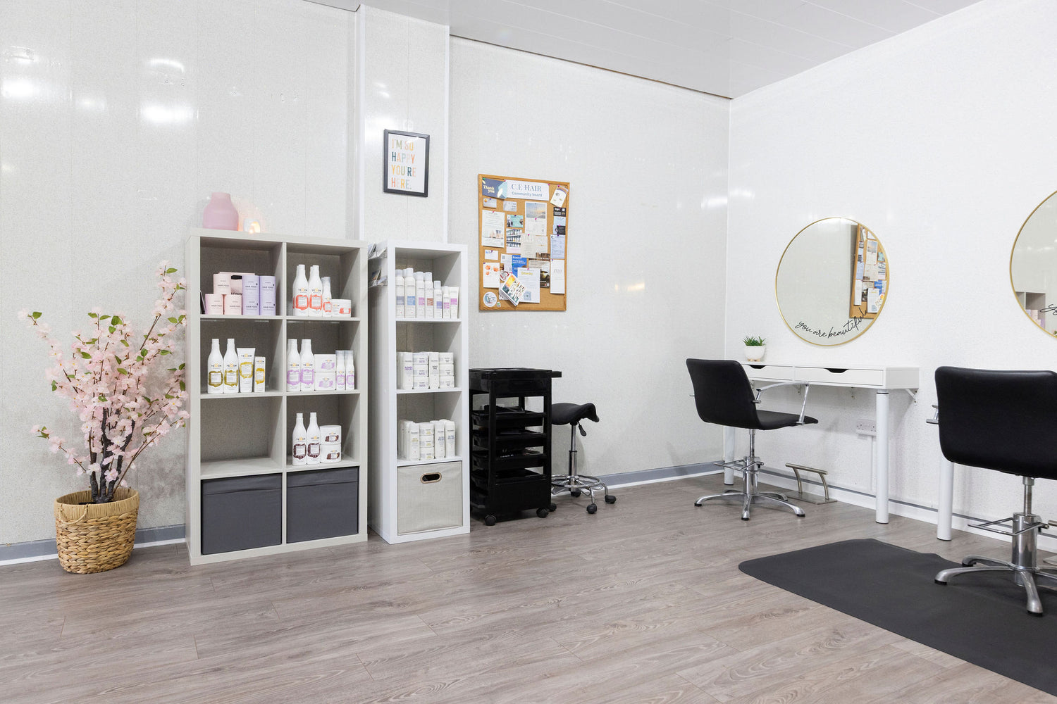 Clean and stylish salon setup ideal for client comfort and creativity